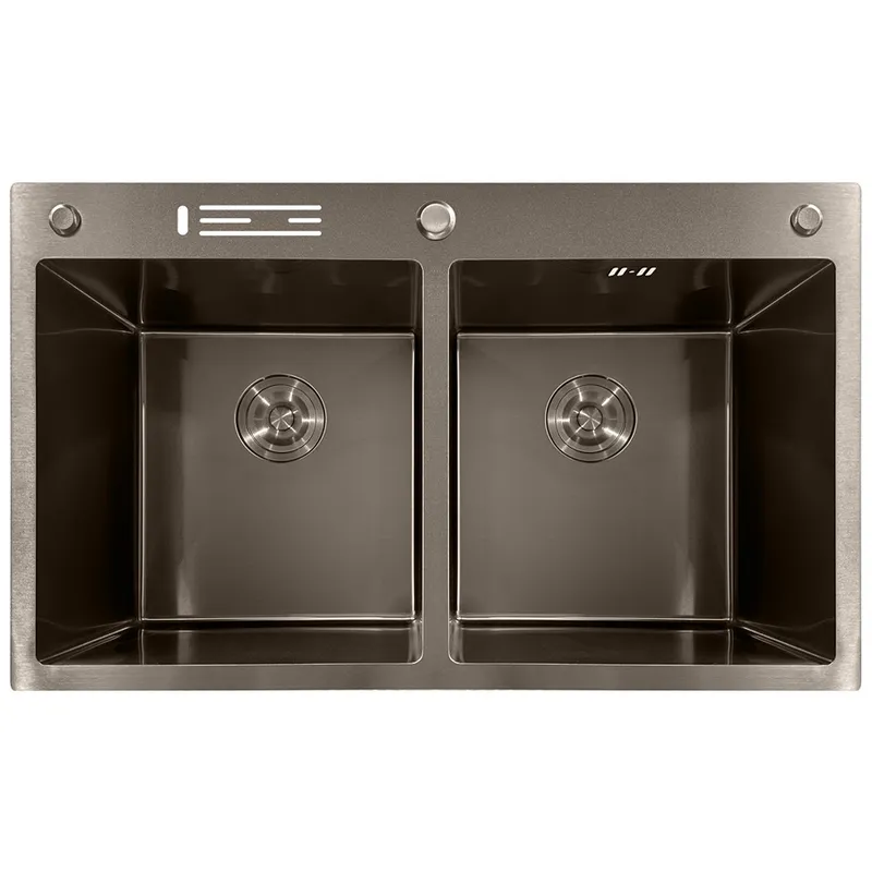 Мойка для кухни MIXXUS MH8350-DK 3.0/0.8 из нержавеющей стали Nano-Black (MI7053)