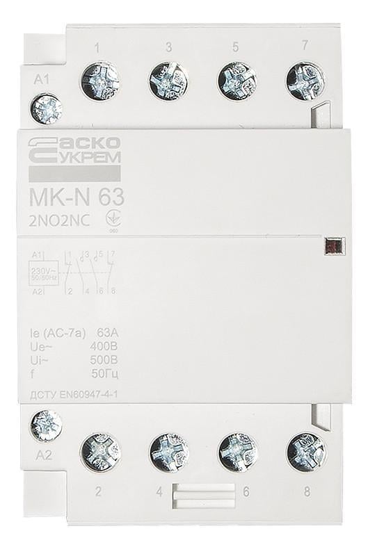 Контактор модульный АСКО-УКРЕМ MK-N 4P 63 А 2NO/2NC 220 В (A0040030037) Контактор модульный АСКО-УКРЕМ MK-N 4P 63 А 2NO/2NC 220 В (A0040030037)