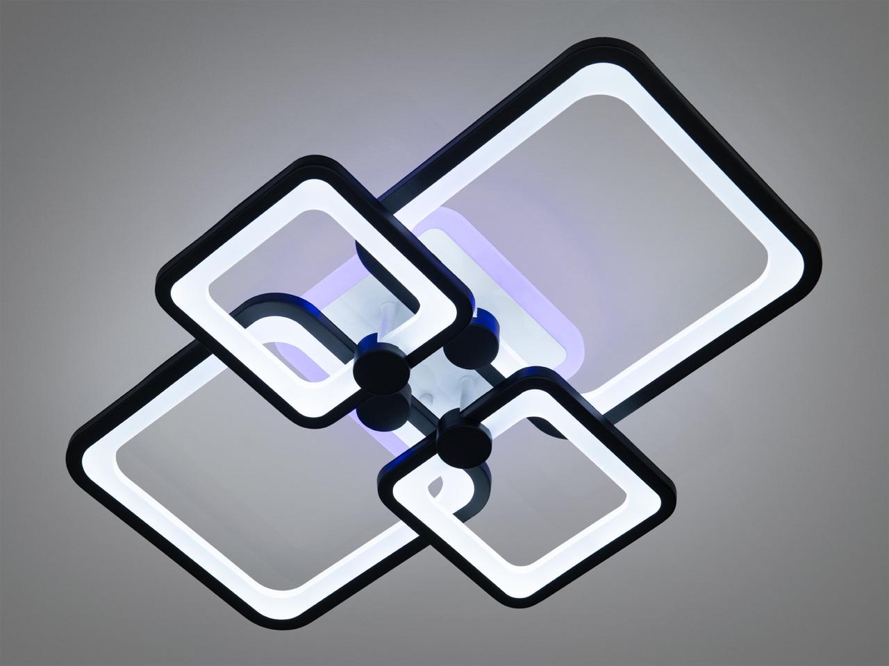 Люстра светодиодная 8208/4BK LED 3color dimmer с диммером и пультом 76Вт для гостиной Черный (2829709963)