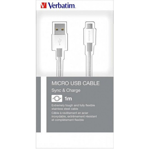 Кабель Verbatim USB-Micro USB 1 м Silver (48862) - фото 3