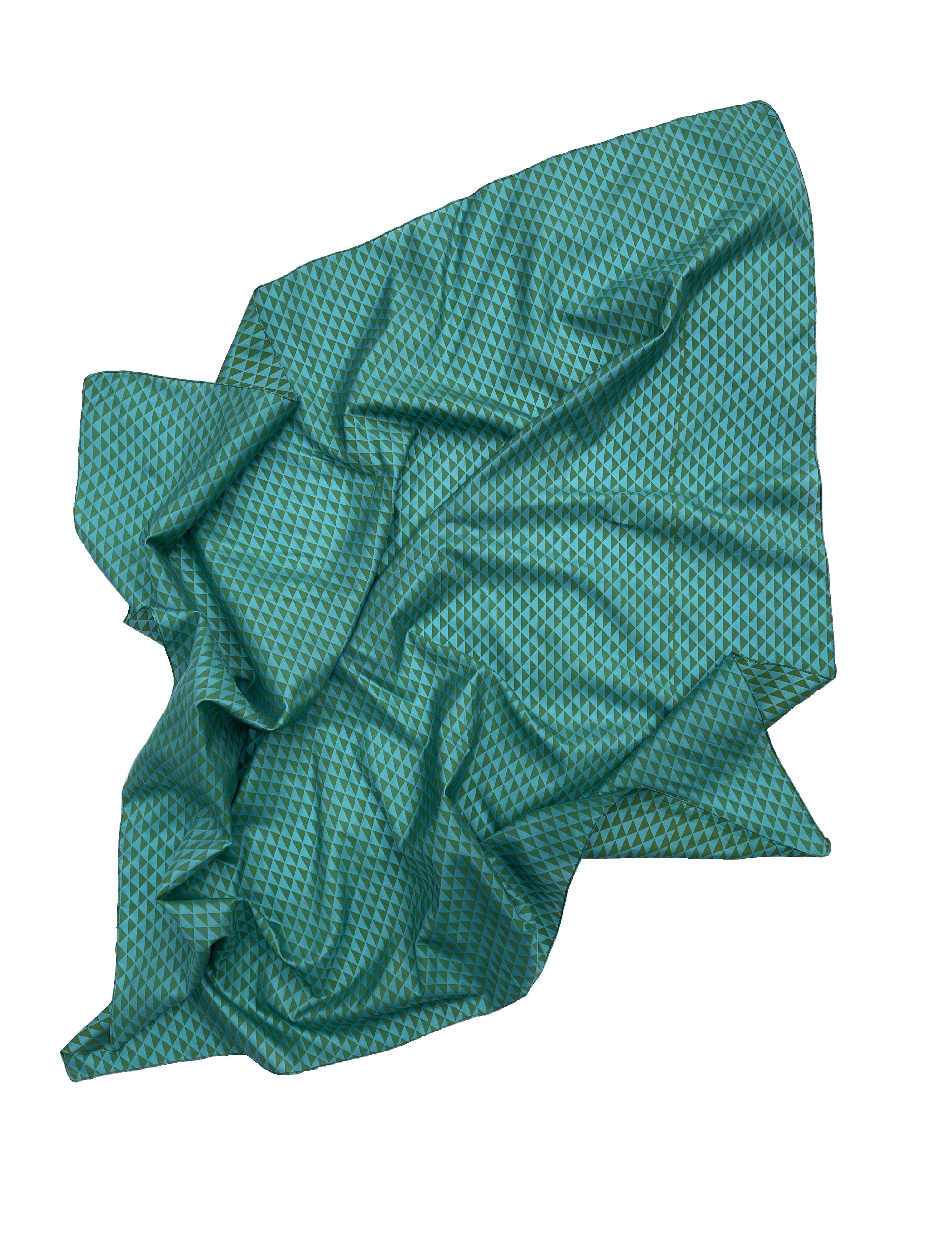 Натуральный шелковый платок Silk Route 100х100 см Бирюзовый (700)