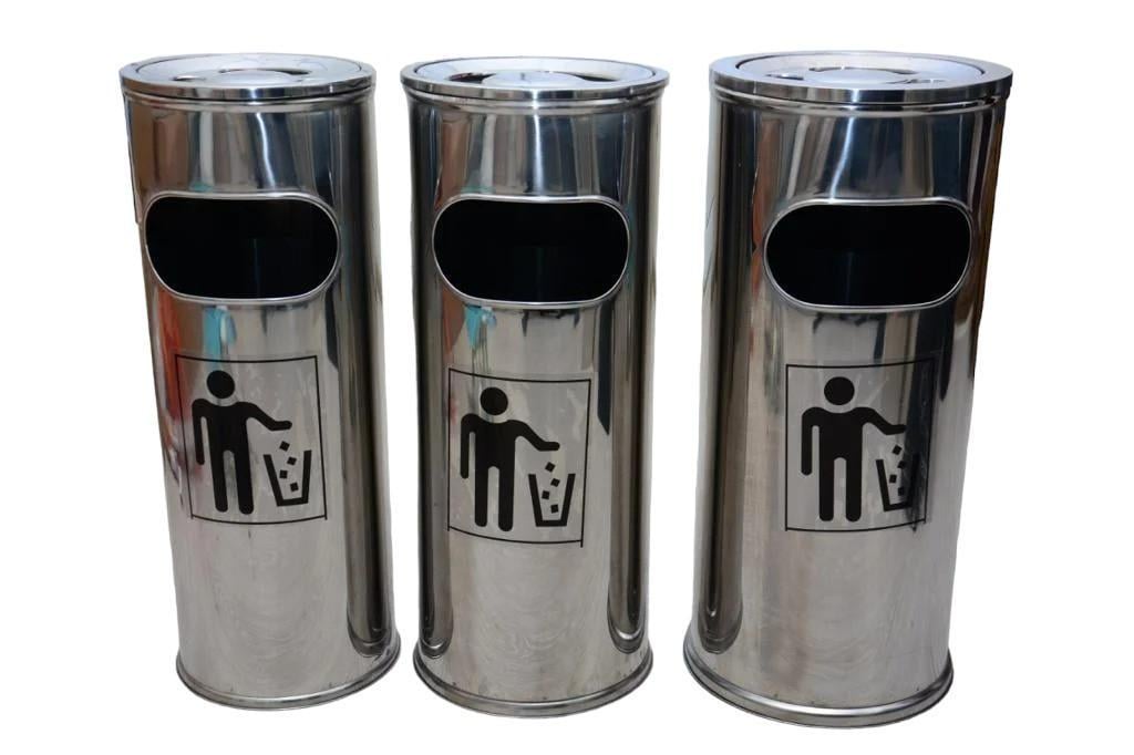 Мусорная урна уличная с пепельницей металлическая 3 шт. (14239) Мусорная урна уличная с пепельницей металлическая 3 шт. (14239)