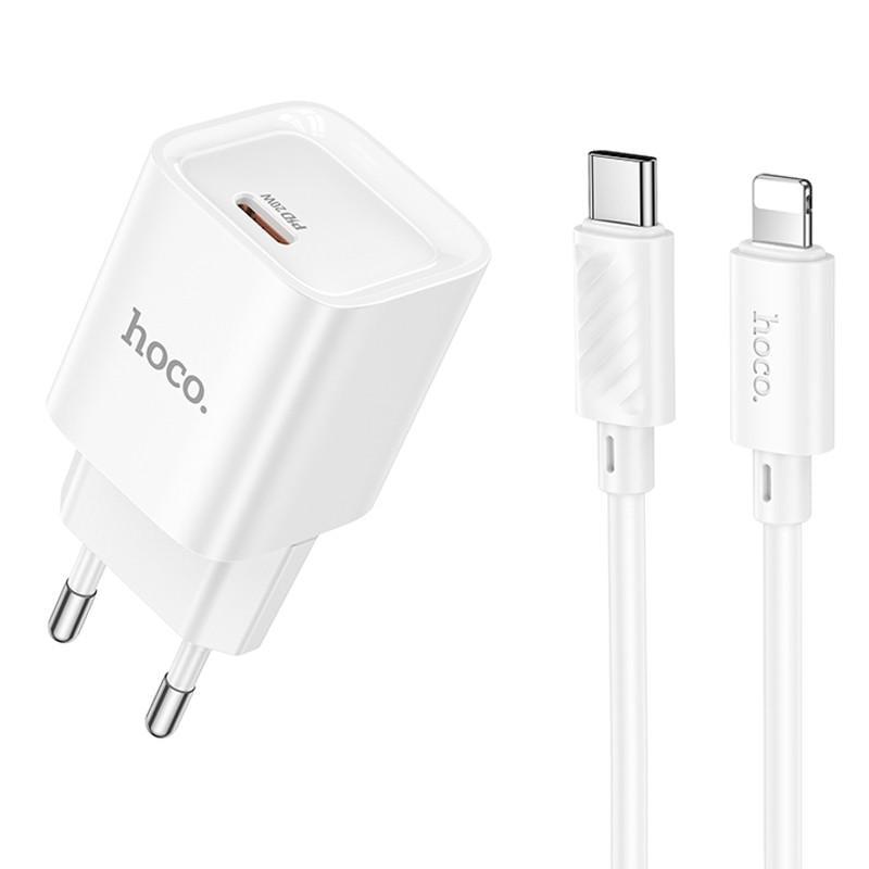 Зарядний пристрій мережевий Hoco C146A Charm PD20W 1USB-C з кабелем Type-C to Lightning White (00000078635_1)