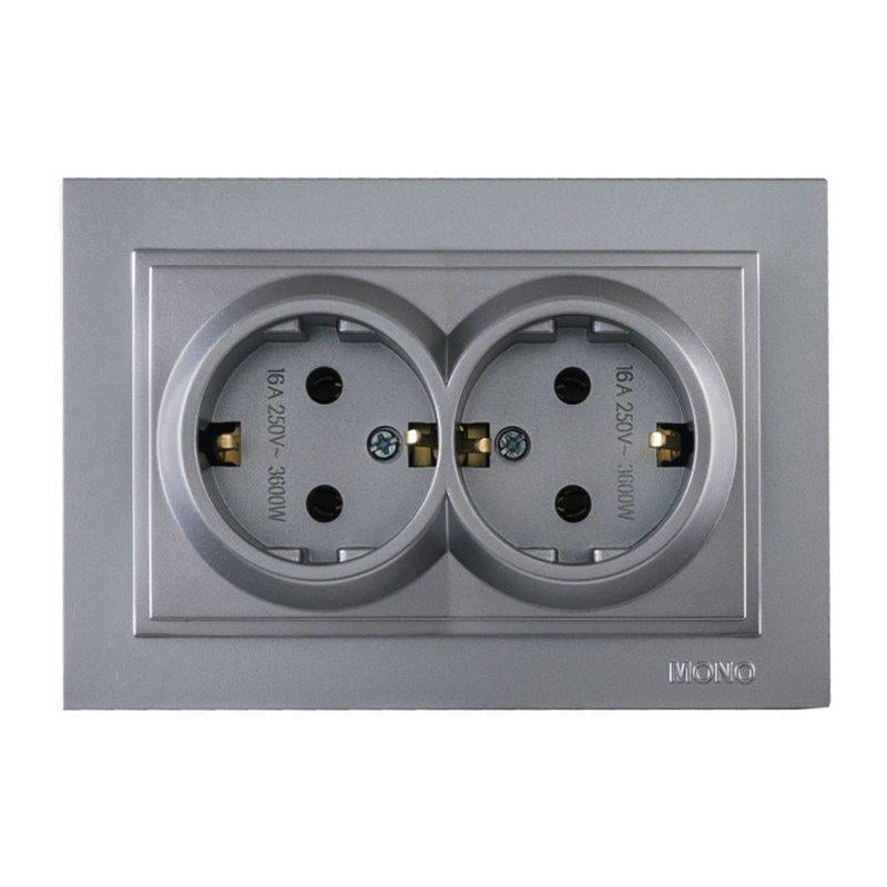 Розетка двойная с заземлением Mono Electric DESPINA Антрацит (16170)