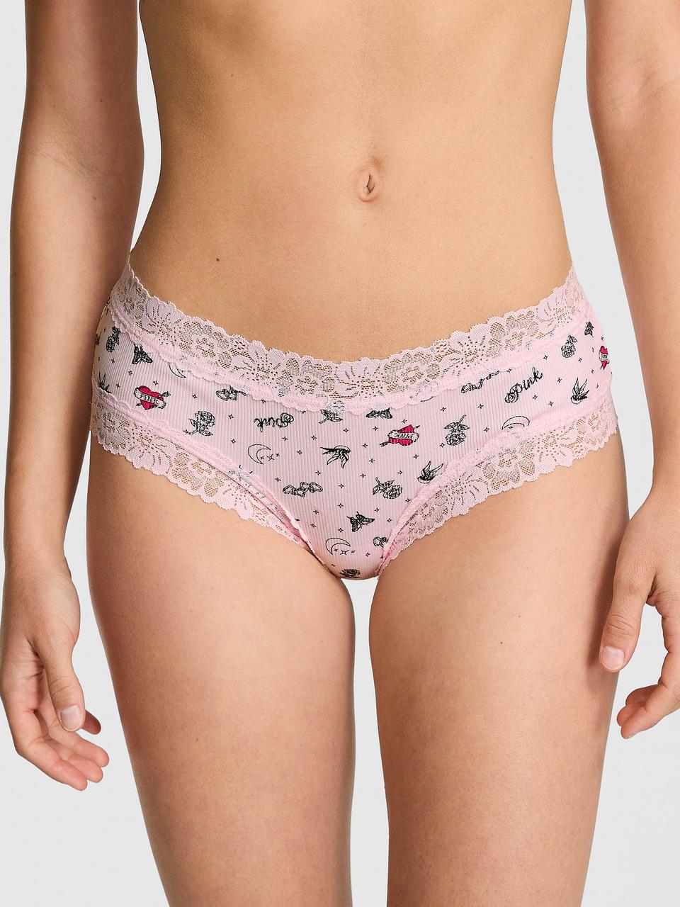 Трусики женские Victoria's Secret Lace-Trim Cheeky XS Розовый (265143816190)
