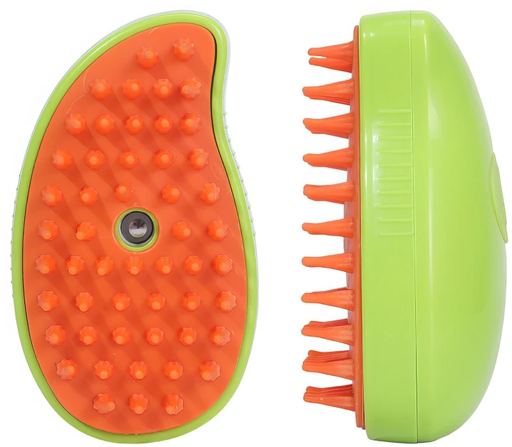 Парова щітка для вичісування шерсті кішок і собак 10х8х5 см Зелено-помаранчева (260488) - фото 3