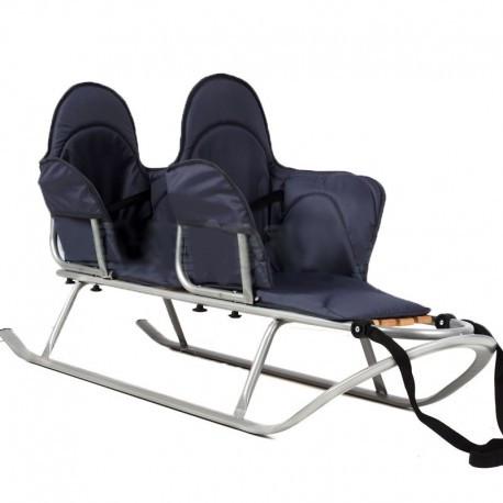 Санки для двойни Piccolino Xdrive duo с ручкой и матрасом Серый