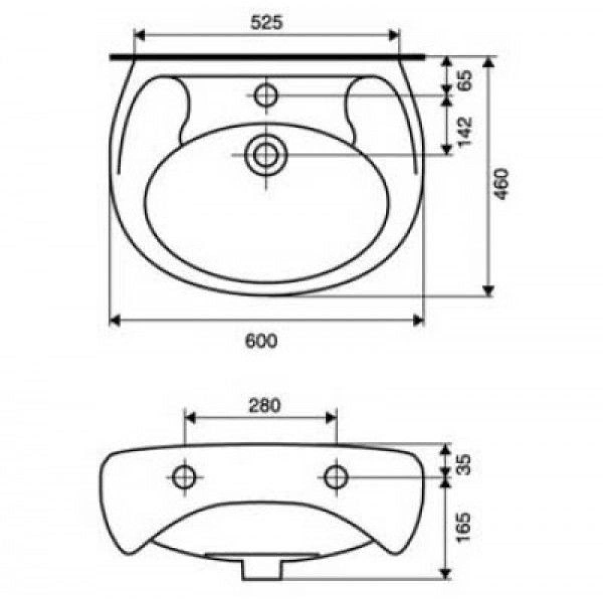 Раковина Cersanit Eko 2000 New 60 см с отверстием (020291) - фото 3