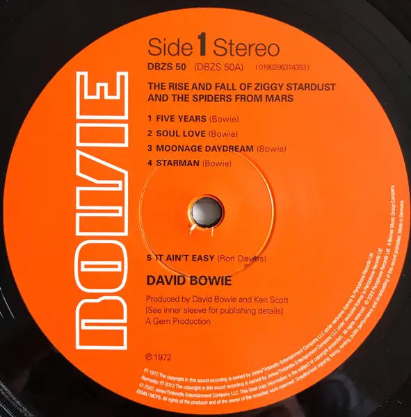 Виниловая пластинка LP David Bowie The Rise And Fall Of Ziggy Stardust And The Spiders From Mars - фото 3