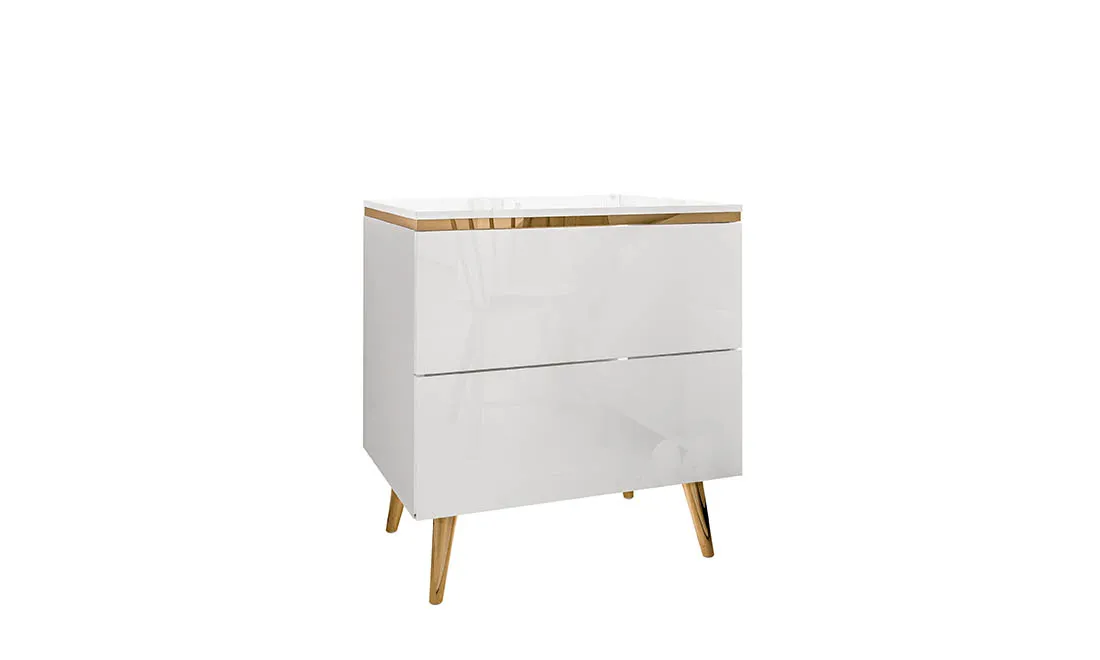 Тумба приліжкова Моніка 2Ш Білий глянець/Золотий