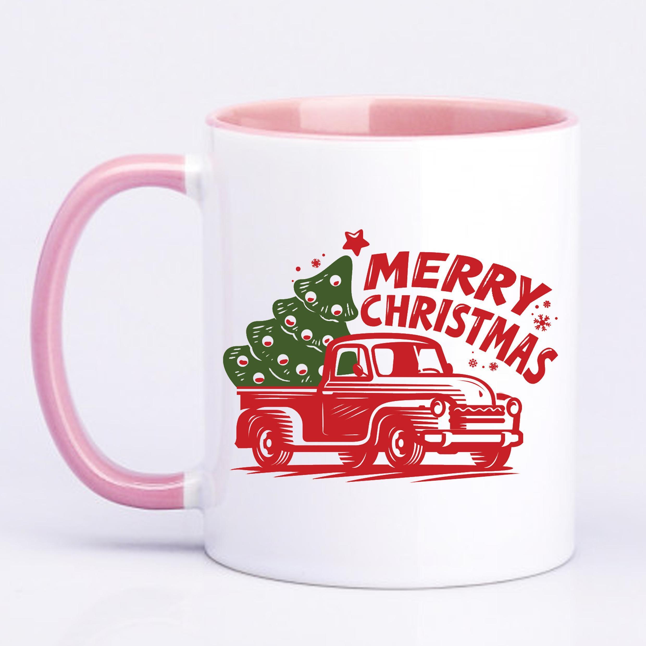 Чашка с печатью Merry Christmas 330 мл Розовый (21514)