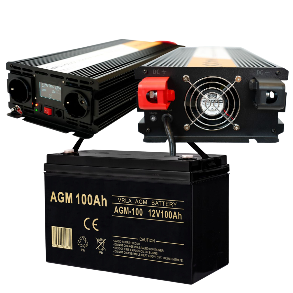 Комплект для аварийного питания инвертор 4SUN MAXX SINUS 2000 W 12/230V 1000/2000W и аккумулятор VOLT AGM VRLA 100Ah 12V (leo-140904)