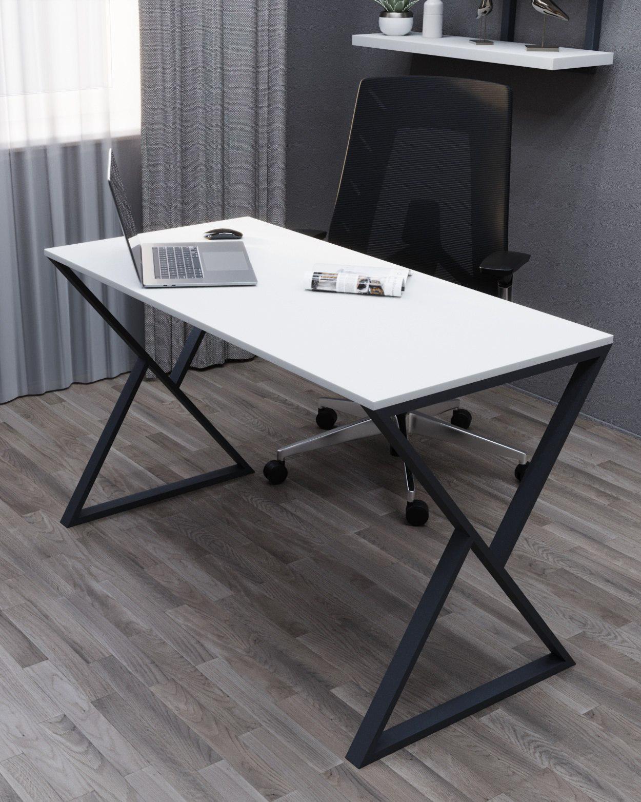 Стол письменный лофт Серия 10 металлический профиль 60х30 мм 1200х600х16 мм Белый (22118422)