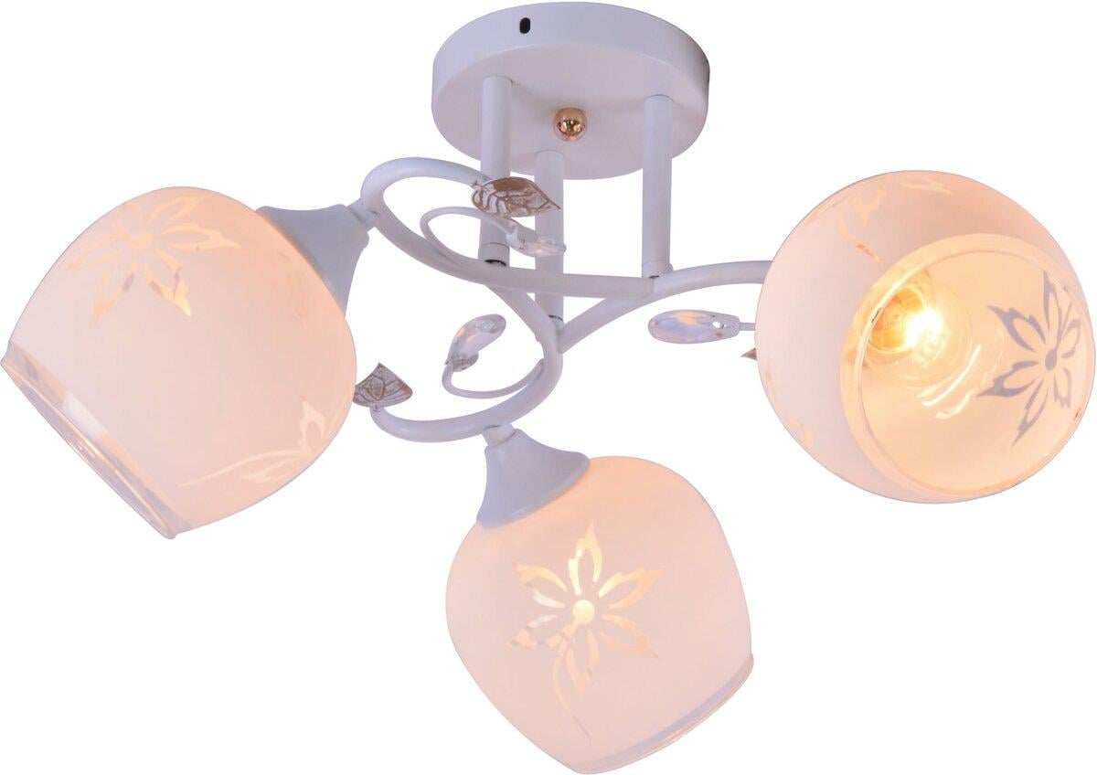 Люстра потолочная Light House SRS-20730/3 плафон белый матовый с узором Белый/Золотой