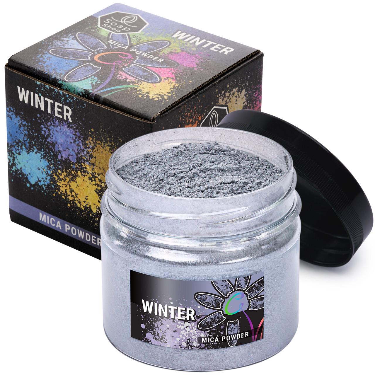 Пигментный порошок слюдяной Alexes Winter для эпоксидной смолы/мыла/макияжа и маникюра банка 57 г