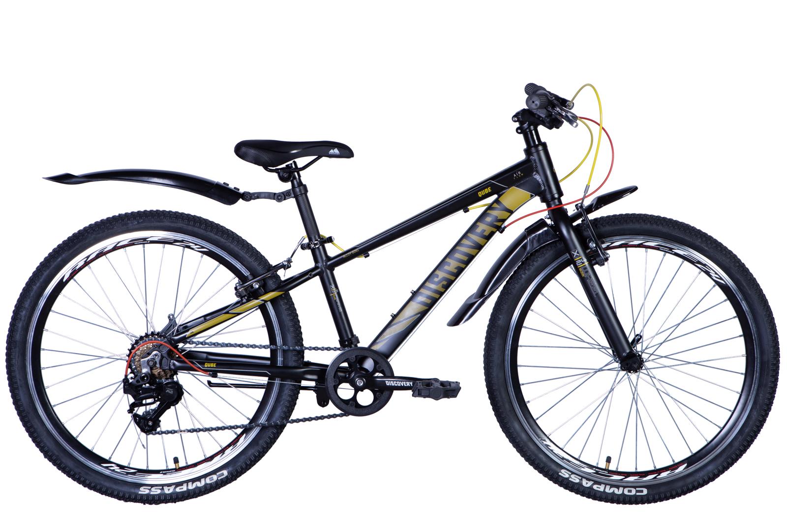 Велосипед Discovery QUBE Vbr 2024 24" Чорно-жовтий (OPS-DIS-24-356)