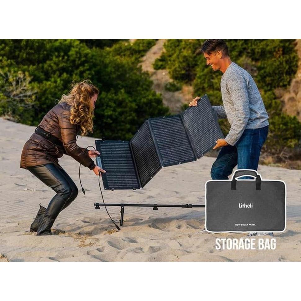 Солнечная панель монокристаллическая Litheli 100W 5,5A 24V IP67 КПД 23% MC4 Black (061777d8) - фото 2