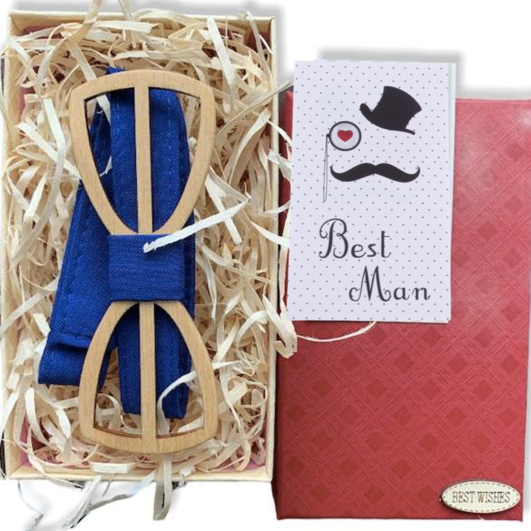 Бабочка-галстук деревянная с вырезами в подарочной упаковке (8195-ВМ)