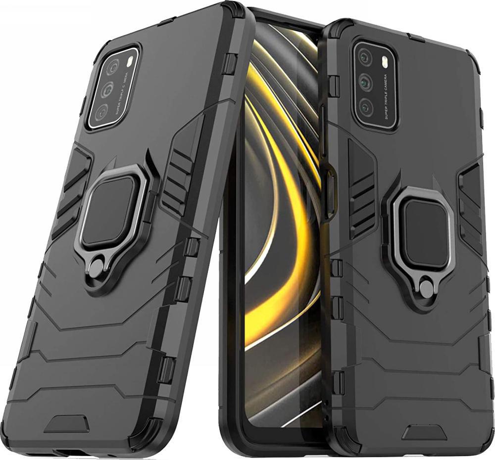 Противоударный чехол Transformers для Xiaomi Poco M3 (подставка кольцо) Black (21813-2B)