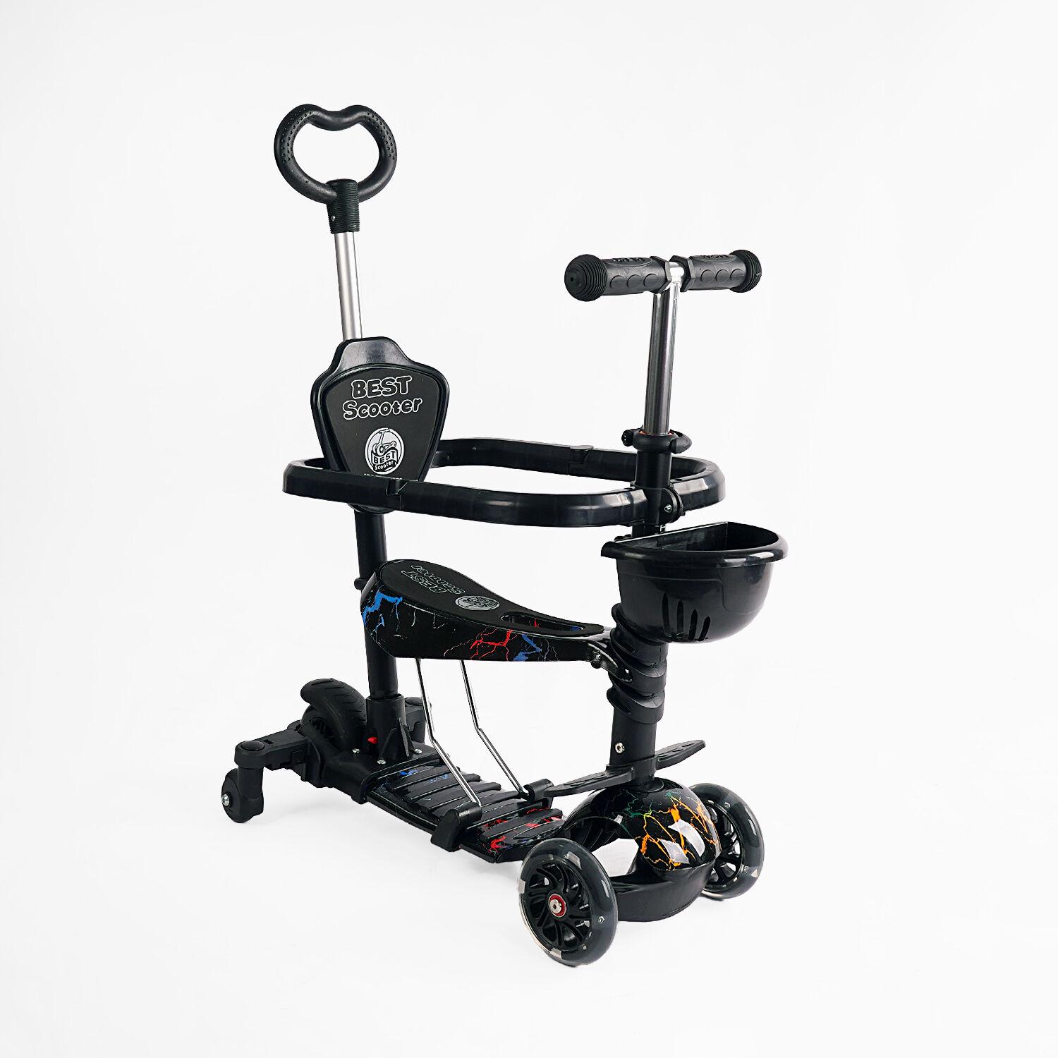 Самокат трехколесный Best Scooter 5в1 с дополнительными колесами и защитным бампером Черный (LS-86390)