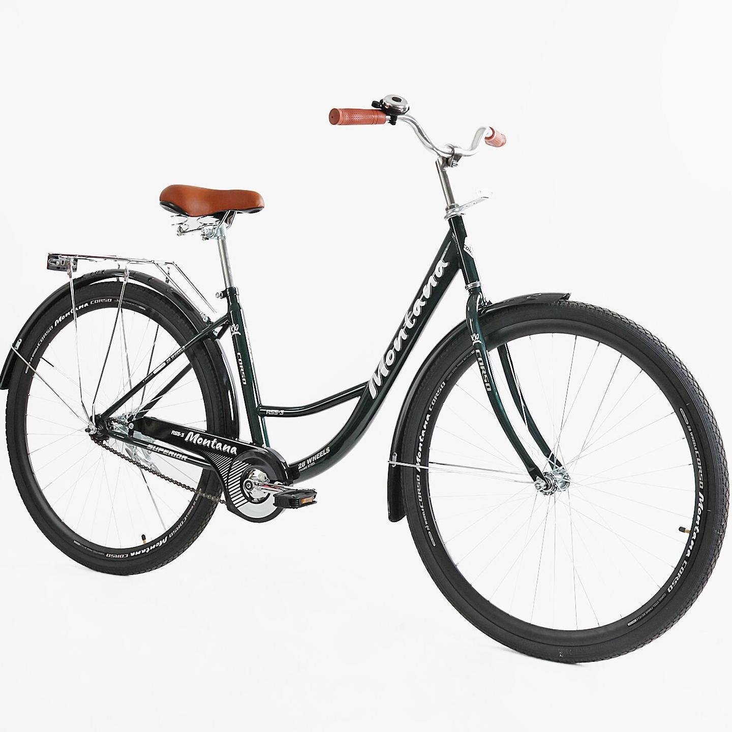 Велосипед міський Corso Montana з багажником рама 20"/28" Зелений - фото 2
