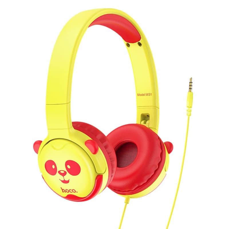 Навушники накладні дротові стерео Hoco W31 Childrens Yellow/Red (00000049157_1)