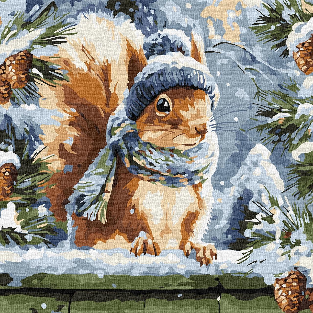 Картина по номерам Ideyka Зимний бельчонок 40х40 см (2847123844)