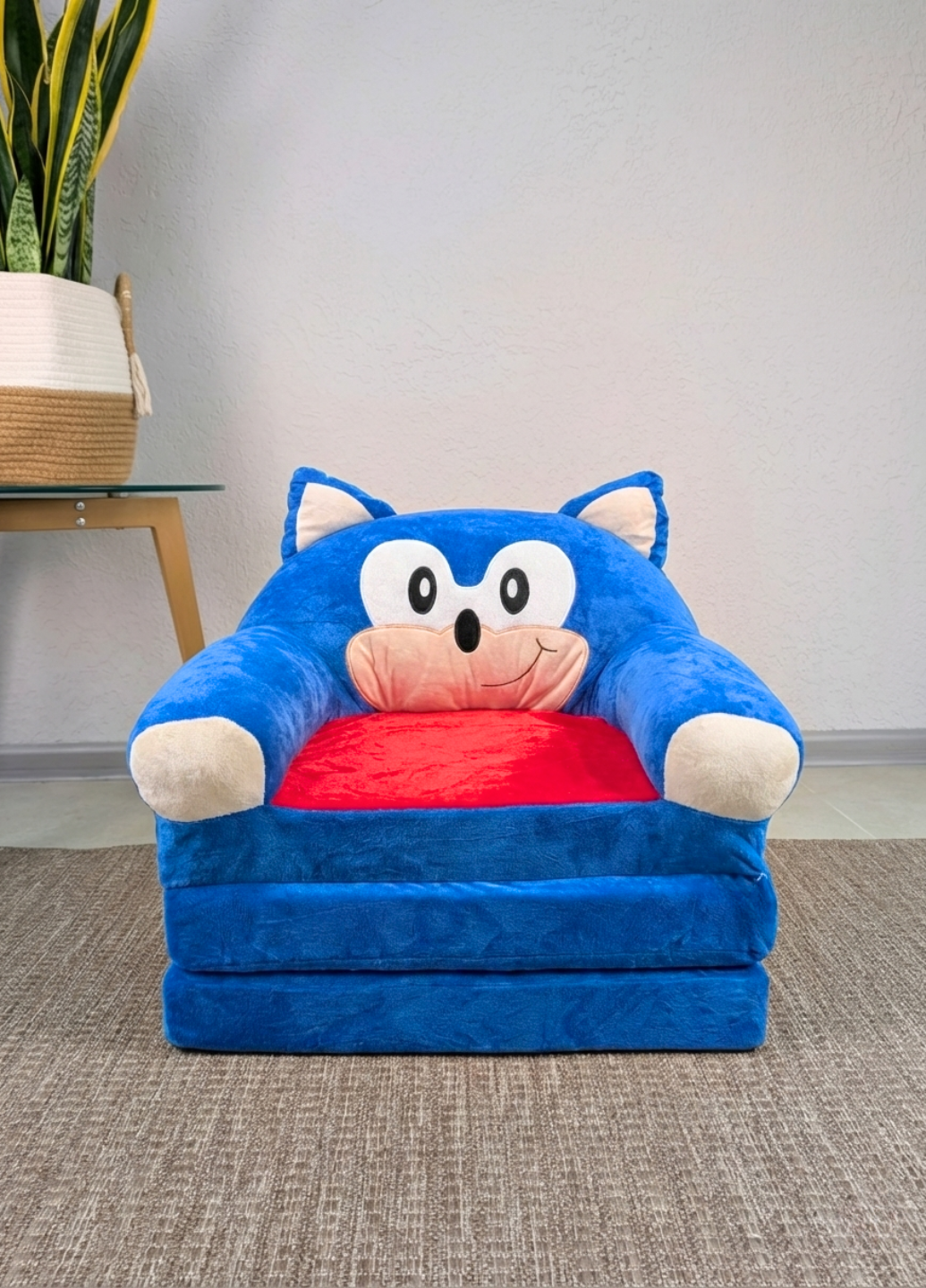 Детское кресло раскладное Соник трансформер 2в1 в детскую Синий (280064) Детское кресло раскладное Соник трансформер 2в1 в детскую Синий (280064)