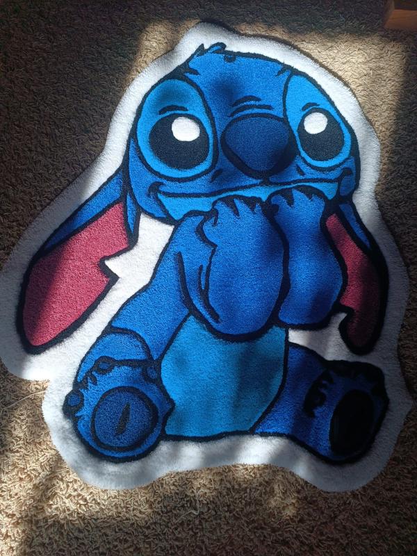 Килим ручної роботи Стіч гіпоалергенний 98х76 см Блакитний (30066791)