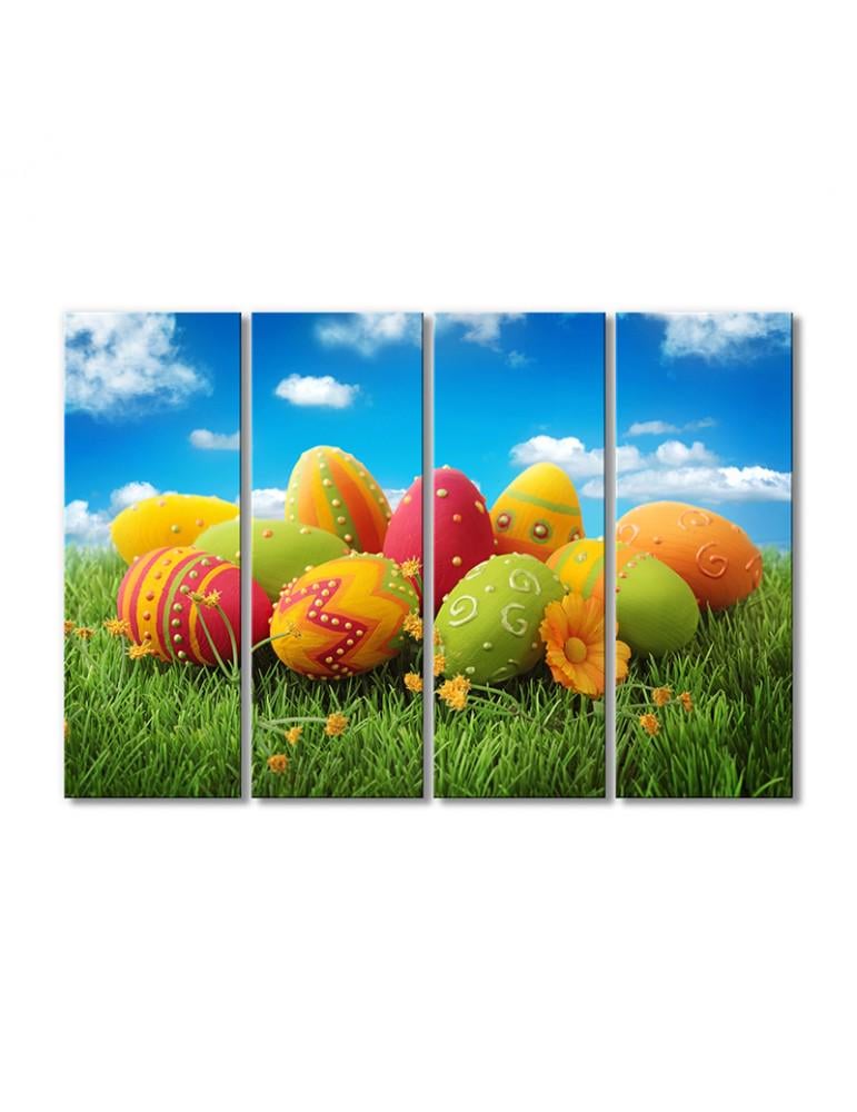 Картина модульная Поздравления с пасхой 4 модуля 80x120 см