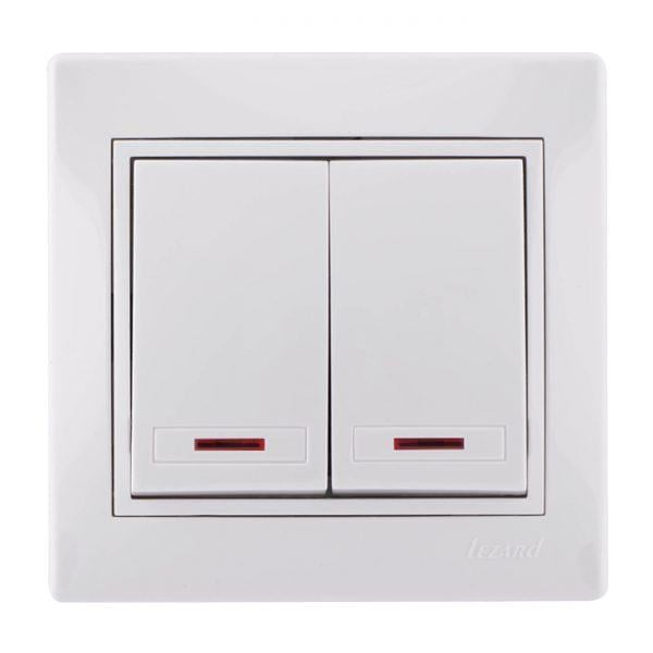 Вимикач двоклавішний Lezard Mira з підсвіткою Білий (27548813)