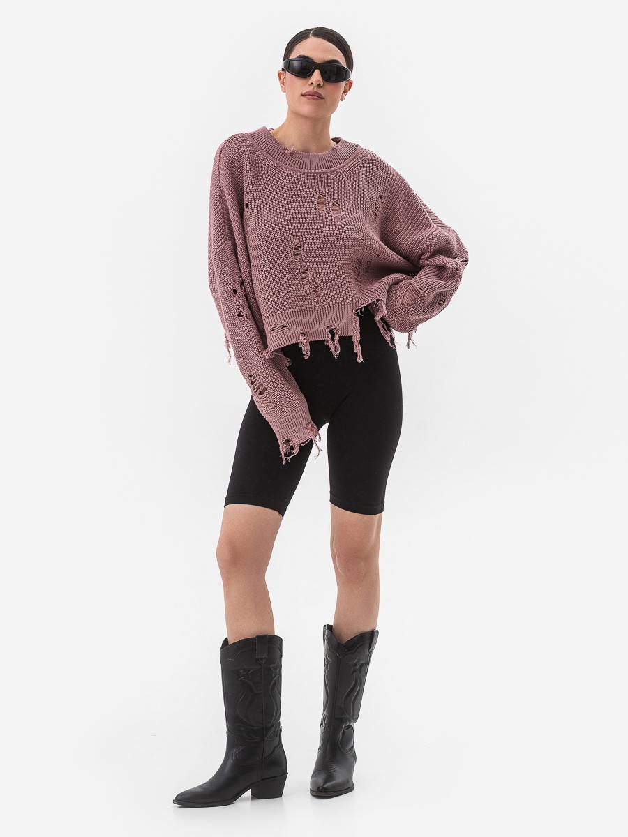 Светр жіночий із рваним ефектом SVTR р. 42-50 Темний пудровий (562) - фото 8 Светр жіночий із рваним ефектом SVTR р. 42-50 Темний пудровий (562) - фото 8