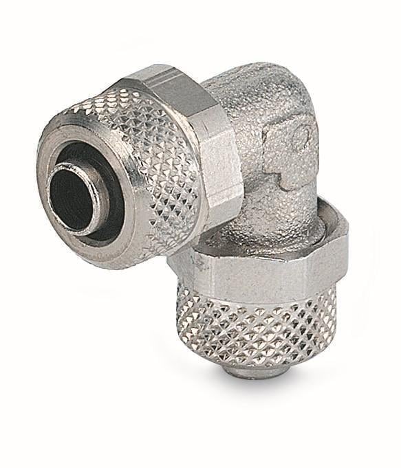 Соединитель цанговый угловой латунный 90° под пневматическую трубку наружный/внутренний Ø 12/10 мм (PF30401212) Соединитель цанговый угловой латунный 90° под пневматическую трубку наружный/внутренний Ø 12/10 мм (PF30401212)