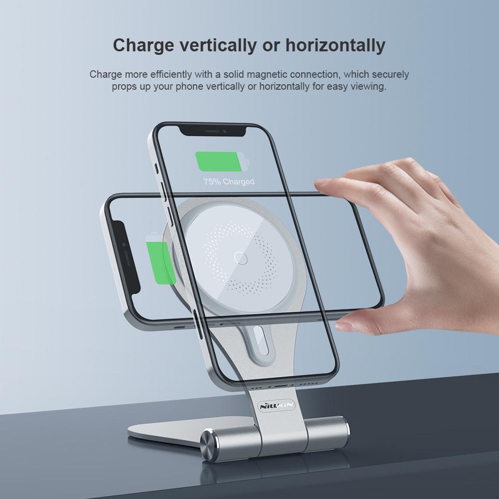 Зарядное устройство беспроводное Nillkin MagStand Wireless Charging Stand для iPhone 12-14 Space Gray (1885722418) - фото 10