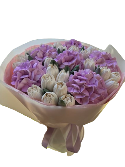 Букет зефірних квітів ручної роботи 30 см (28830844)