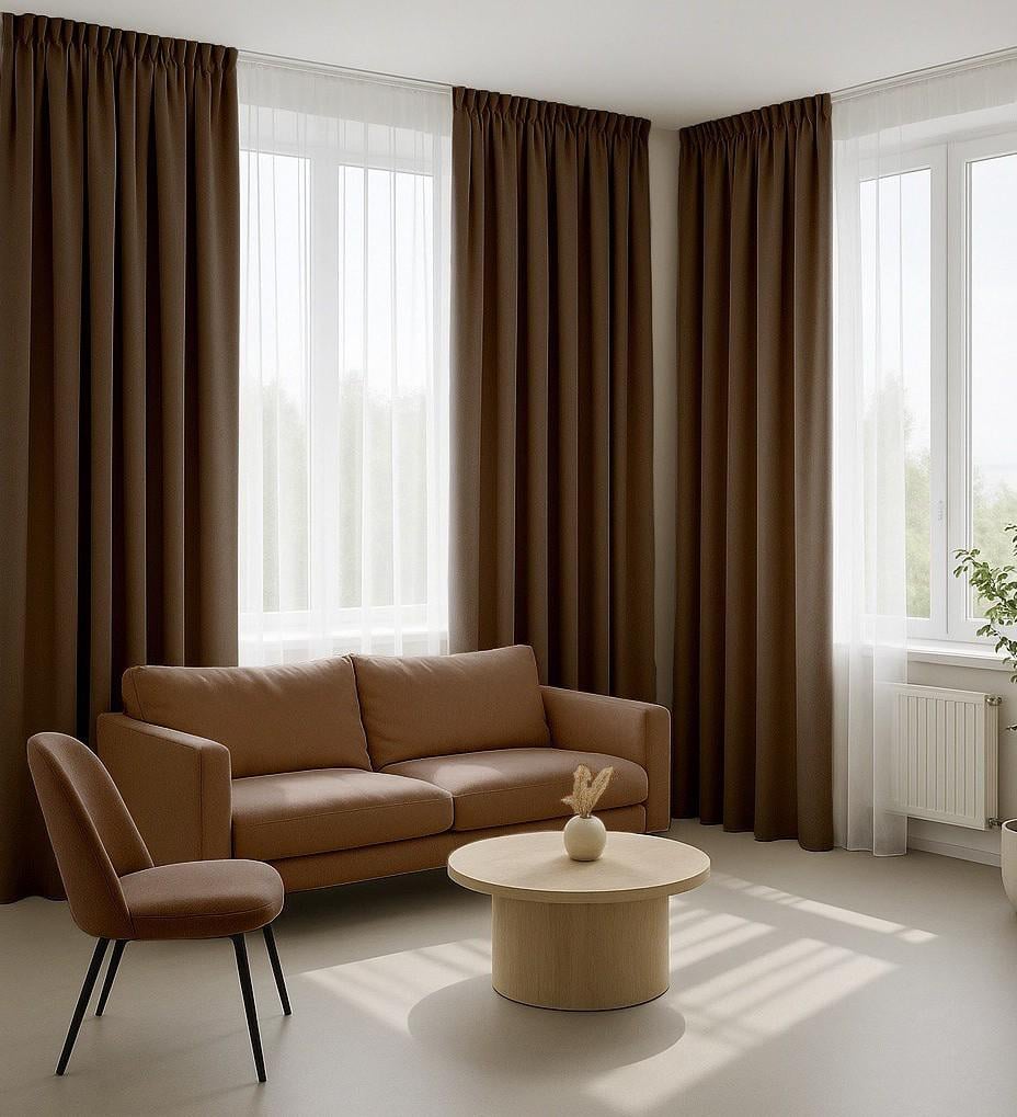 Комплект штор блекаут 2 шт. 150х275 см Коричневий (8132-122-150-275) - фото 1 Комплект штор блекаут 2 шт. 150х275 см Коричневий (8132-122-150-275) - фото 1