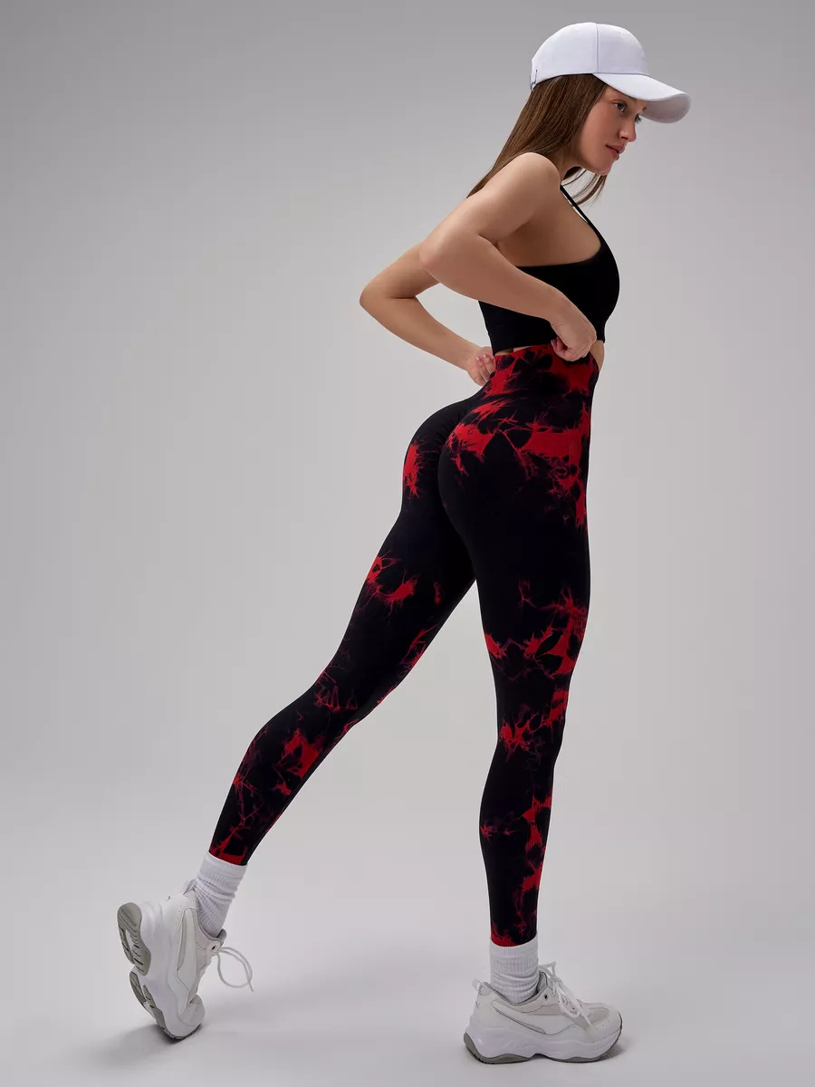 Лосини мармурові для тренувань з ефектом пуш ап з високою талією S Чорно-червоний (70173/S) - фото 7 Лосини мармурові для тренувань з ефектом пуш ап з високою талією S Чорно-червоний (70173/S) - фото 7