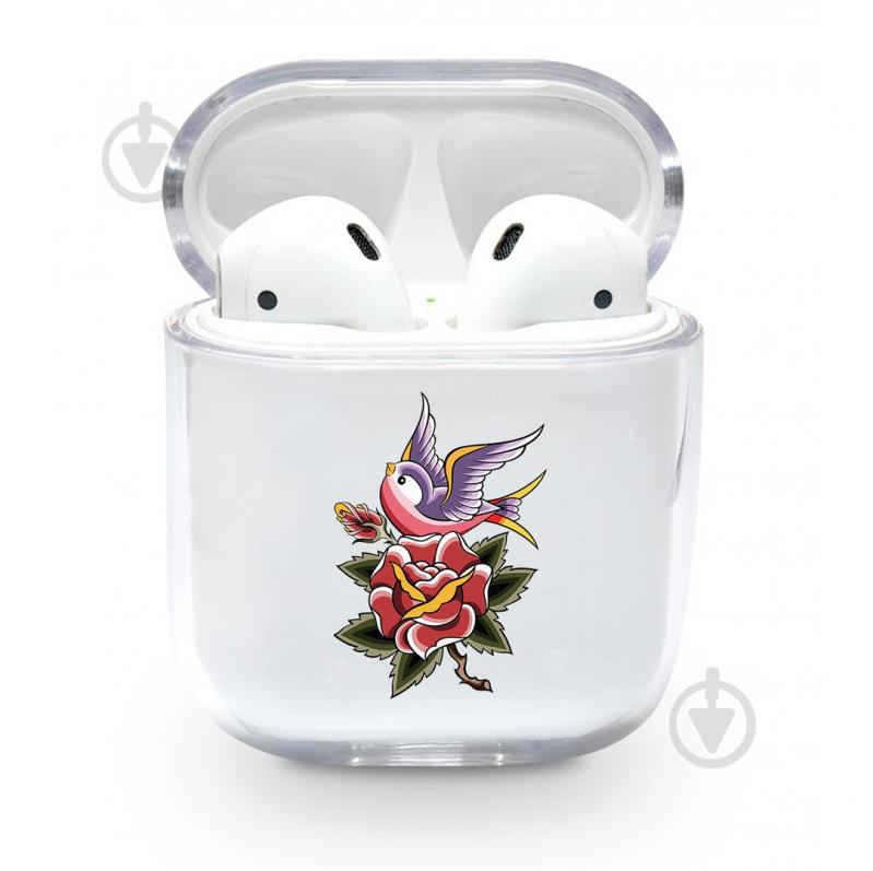 Прозорий силіконовий чохол Apple AirPods з малюнком - Ластівка (KAP1179)