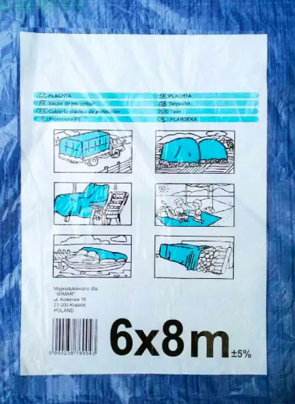 Тент поліетиленовий 55 г/м2 6х8 м Синій