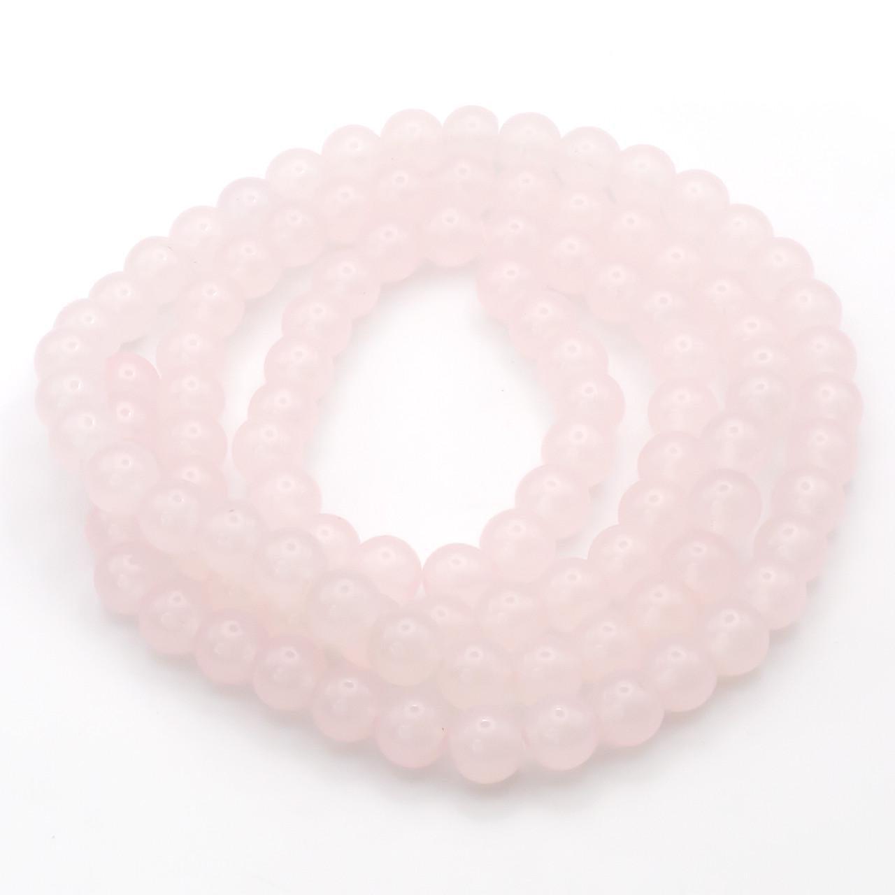 Бусины стеклянные имитация камня 8 мм 80 см 105 шт. Розовый светлый (БЖ0008н09)