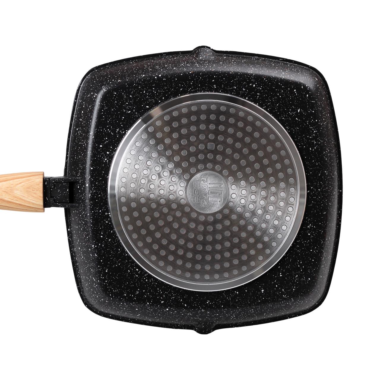 Сковорода гриль квадратна MGC з кришкою та знімною ручкою антипригарна алюмінієва 28×28 см - фото 6 Сковорода гриль квадратна MGC з кришкою та знімною ручкою антипригарна алюмінієва 28×28 см - фото 6