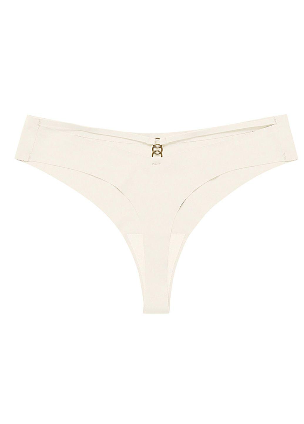 Трусики стринги бесшовныеElegance 863-48 с лазерной отделкой и декоративными элементами XL Айвори