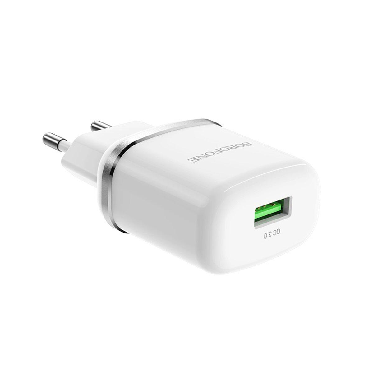 Зарядное устройство Borofone BA36A High speed Single Port QC3.0 Charger Set 18W 1xUSB 3A White (BA36AW)
