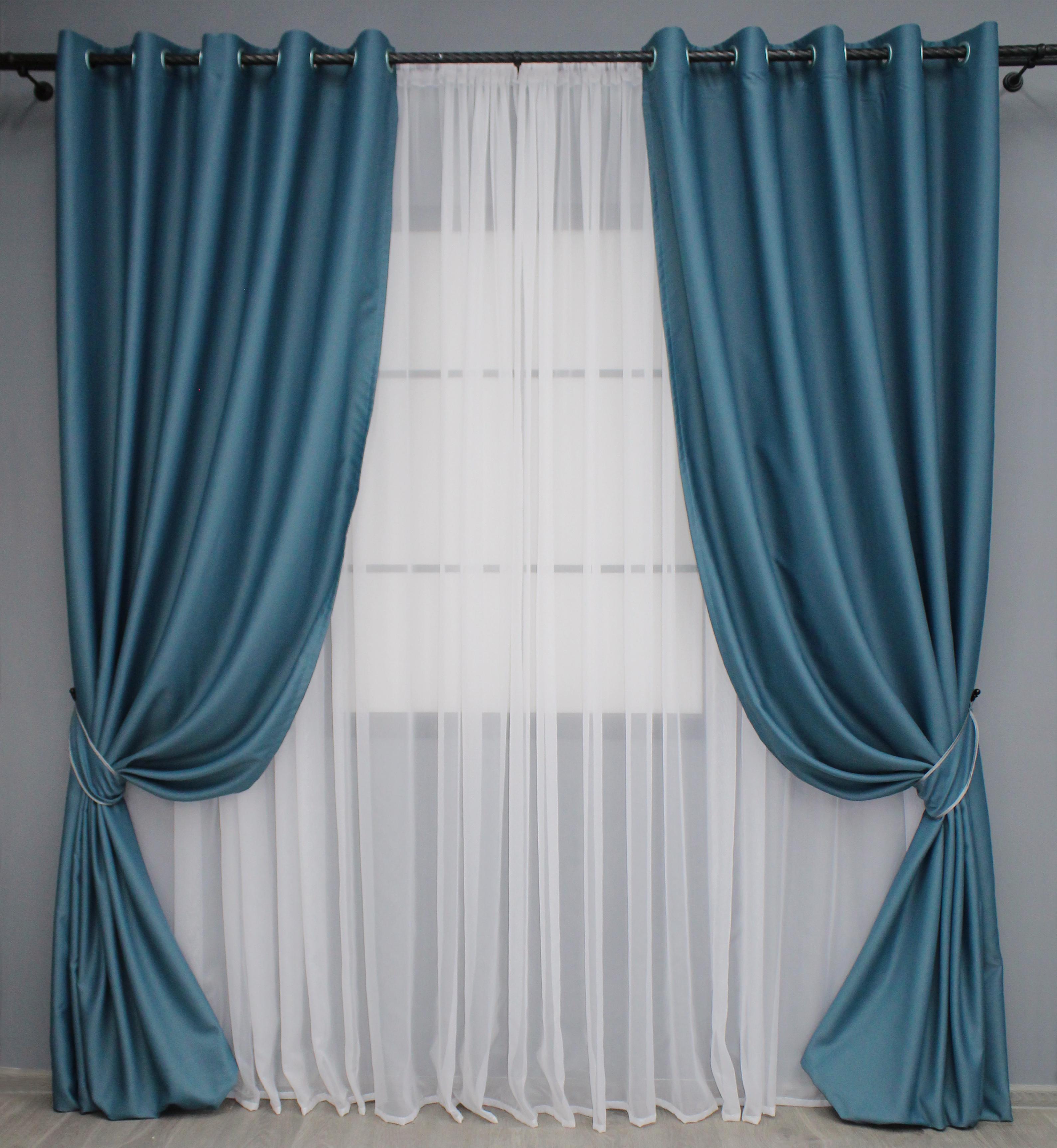 Комплект штор на люверсах VR-Textil Midnight №1675ш 150х270 см 2 шт. Синий (37-0200)