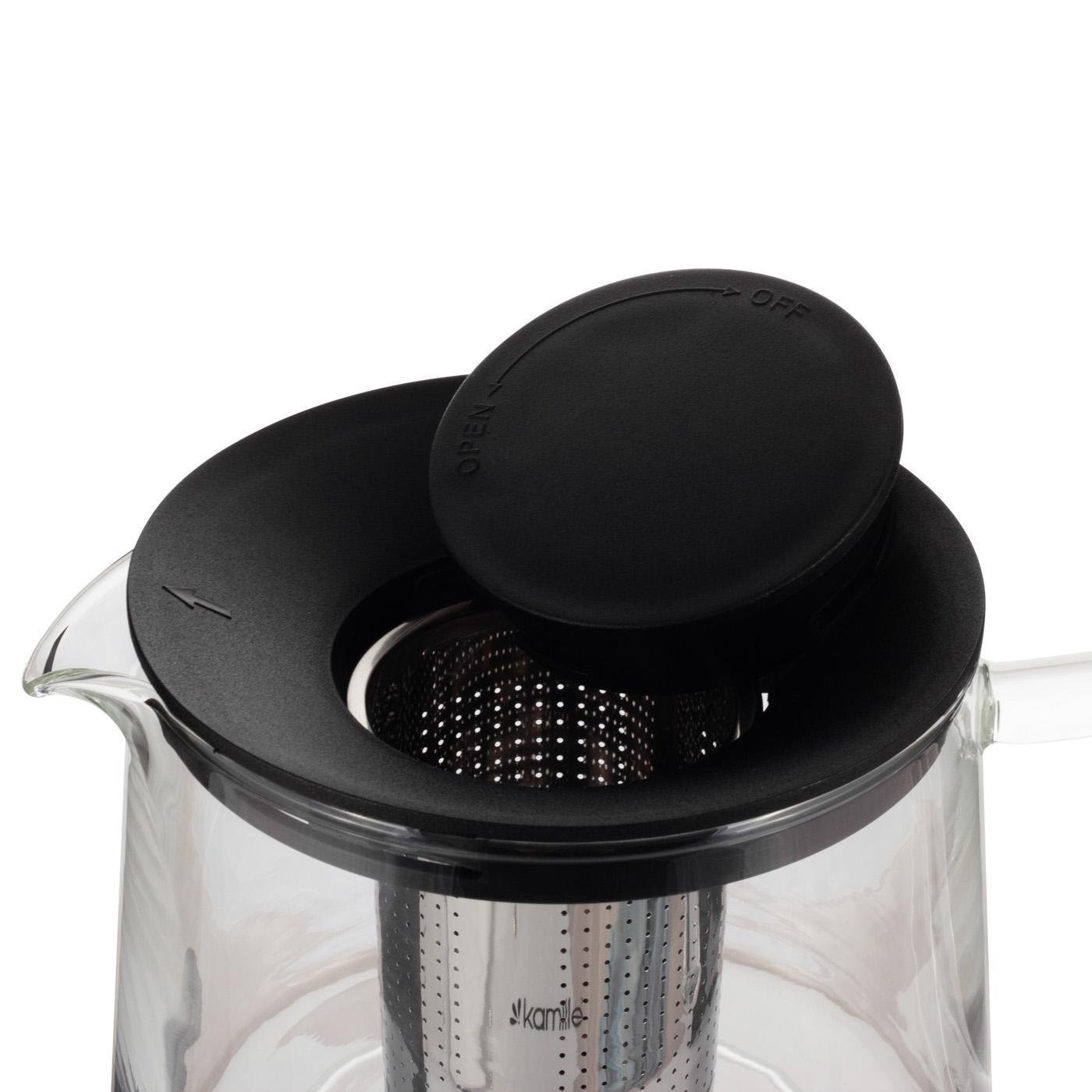 Заварювальний чайник для чаю та кави Kamille KM-0776М із нержавіючої сталі та термостійкого скла 1000 мл Прозорий (150-84-0776М) - фото 2