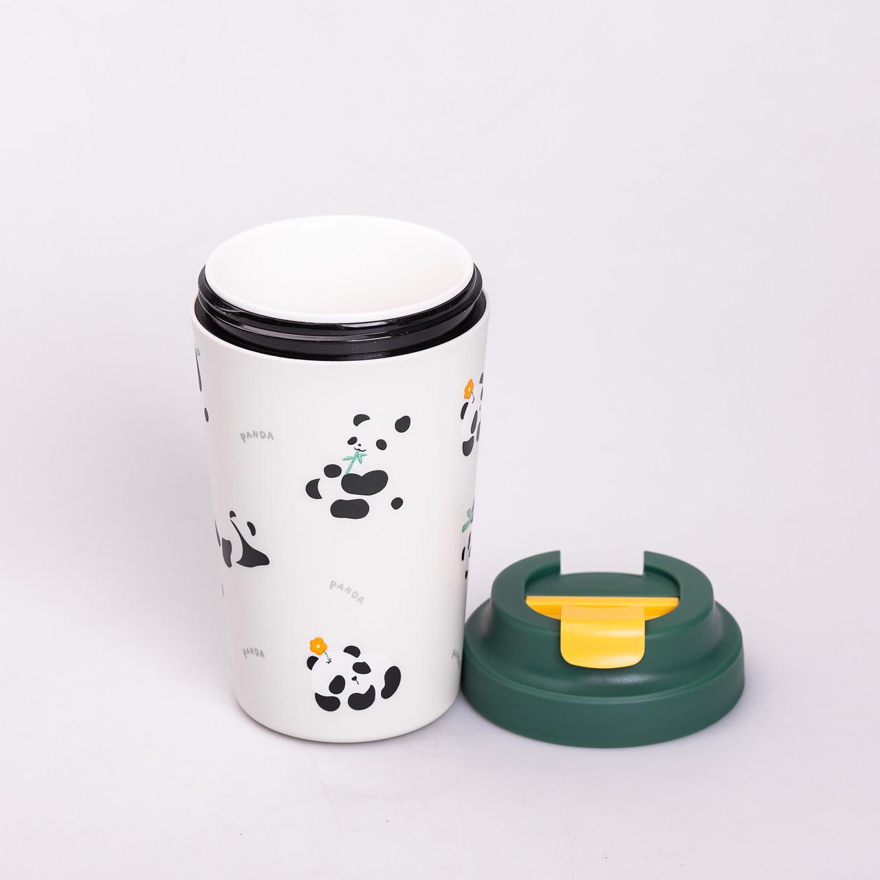 Термокружка Panda із керамічною колбою 380 мл Зелений (HP-14-12GR) - фото 4