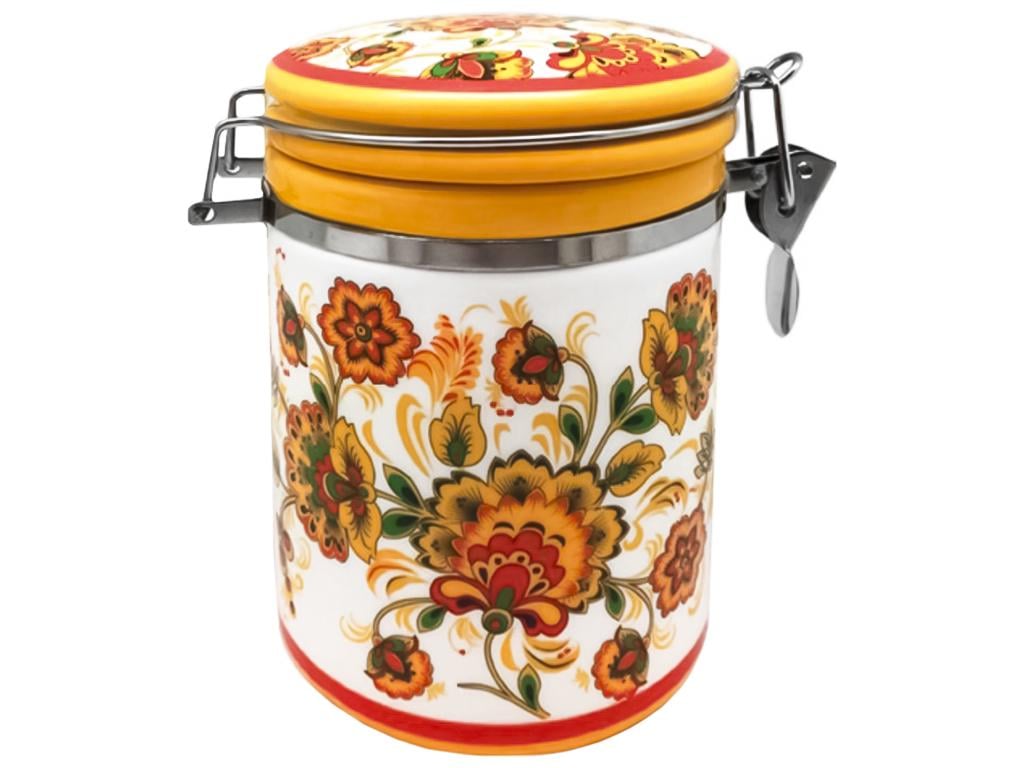 Емкость для сыпучих продуктов Цветочная роспись 10х16 см 1,2 л (MSN-631-16-1)