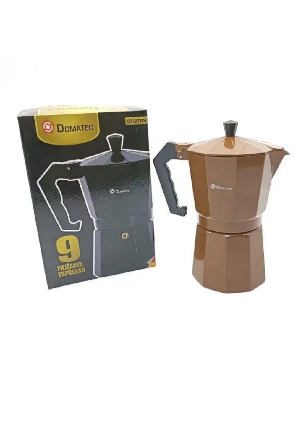 Кофеварка гейзерная Domotec DT-2709 на 9 порций Коричневый (652709M) - фото 4 Кофеварка гейзерная Domotec DT-2709 на 9 порций Коричневый (652709M) - фото 4