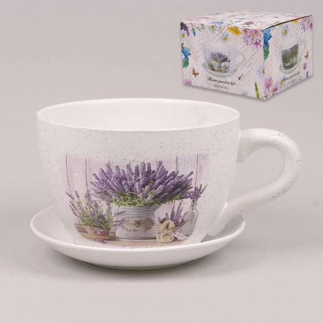 Горшок керамический Flora Чашка с подставкой (36636)