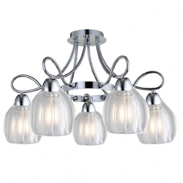 Люстра Flora с плафонами в форме цветка Хром (NN011/5)